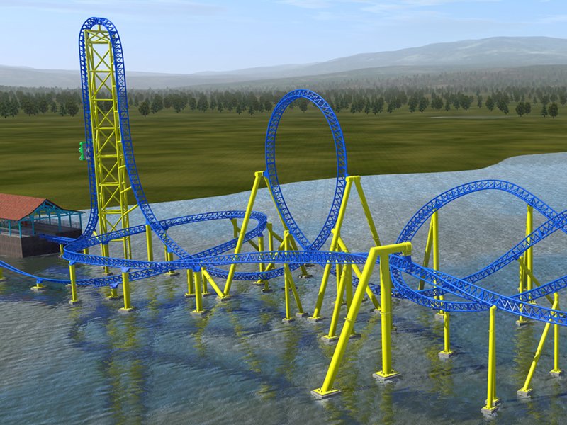 Cross lake vertical roller coaster